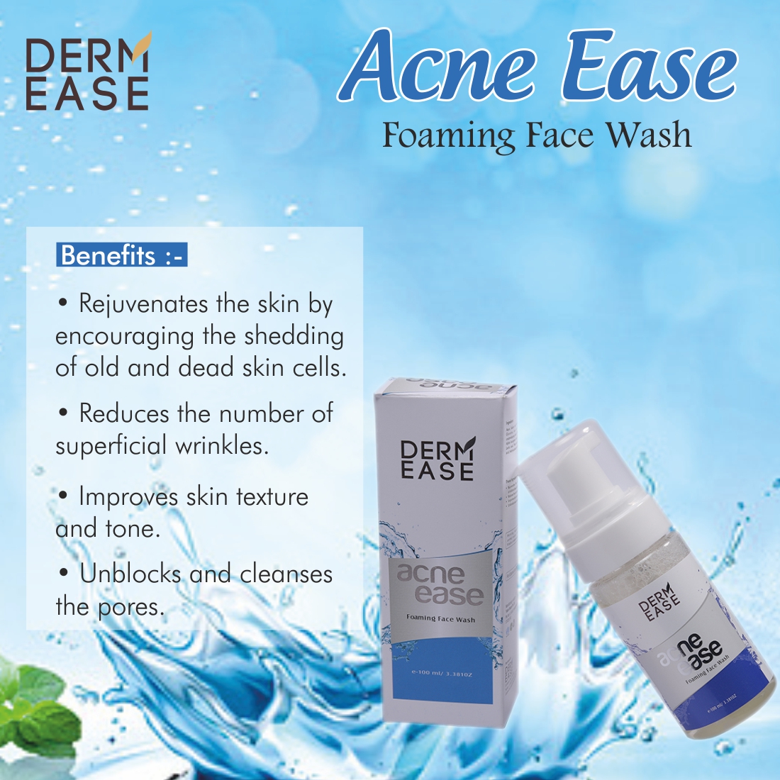 DERM EASE Acne Ease Foaming Face Wash Combo